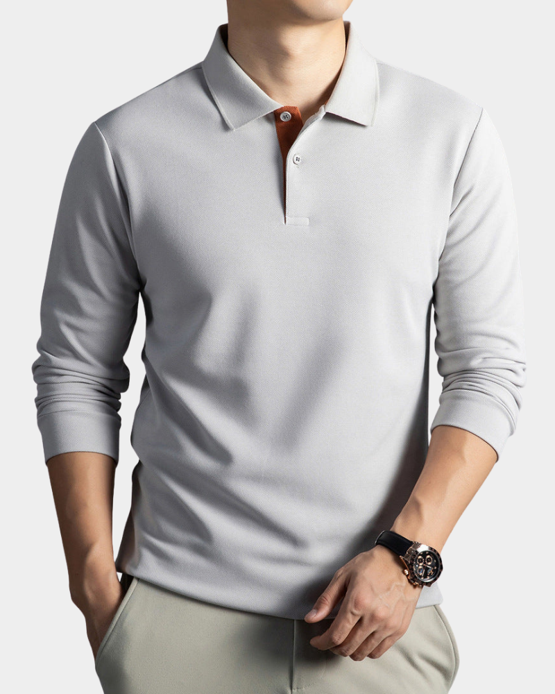 Merrick | Fine Knit Polo Shirt with Contrast Undercollar
