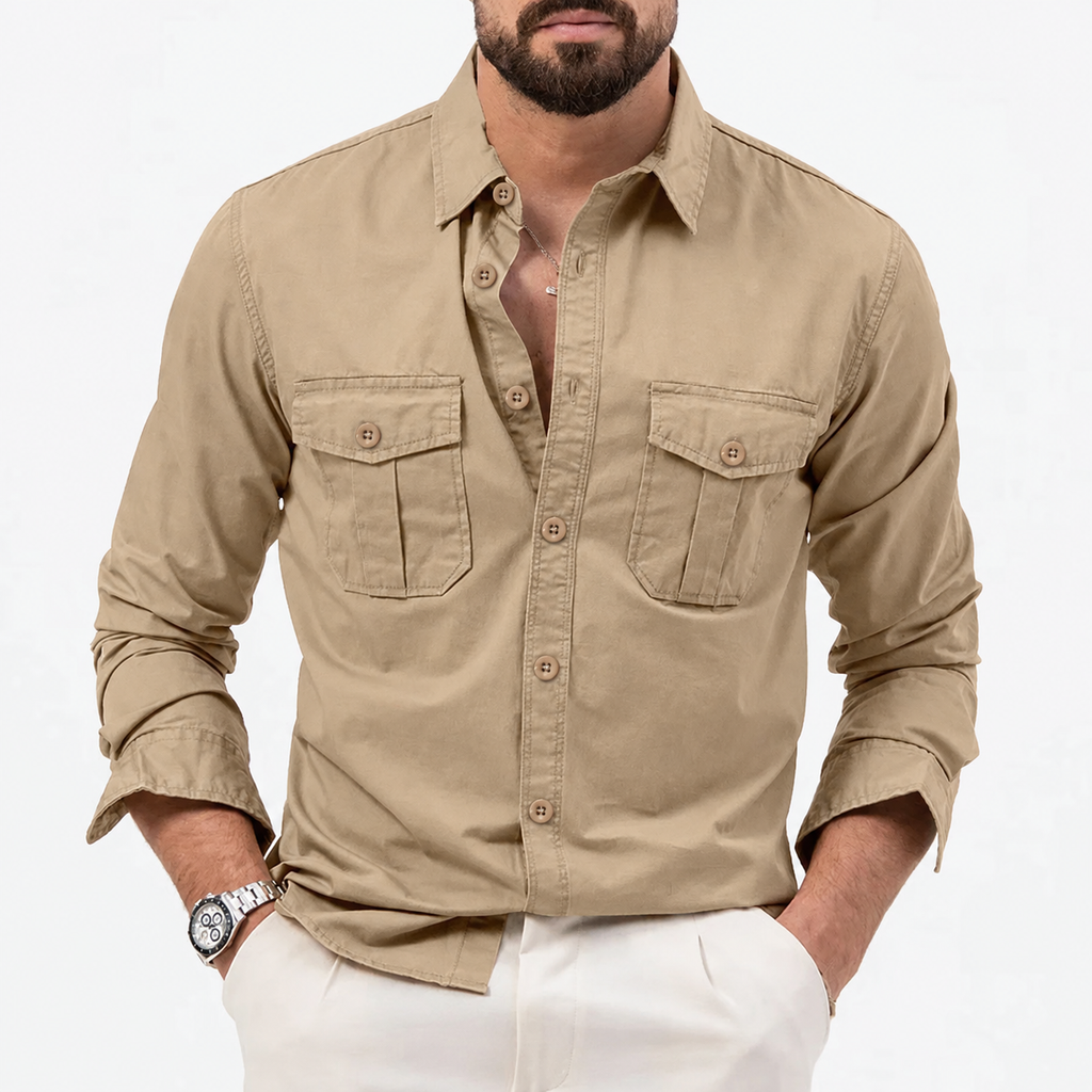 Yosef | Long Sleeve Shirt with Two Flap Chest Pockets