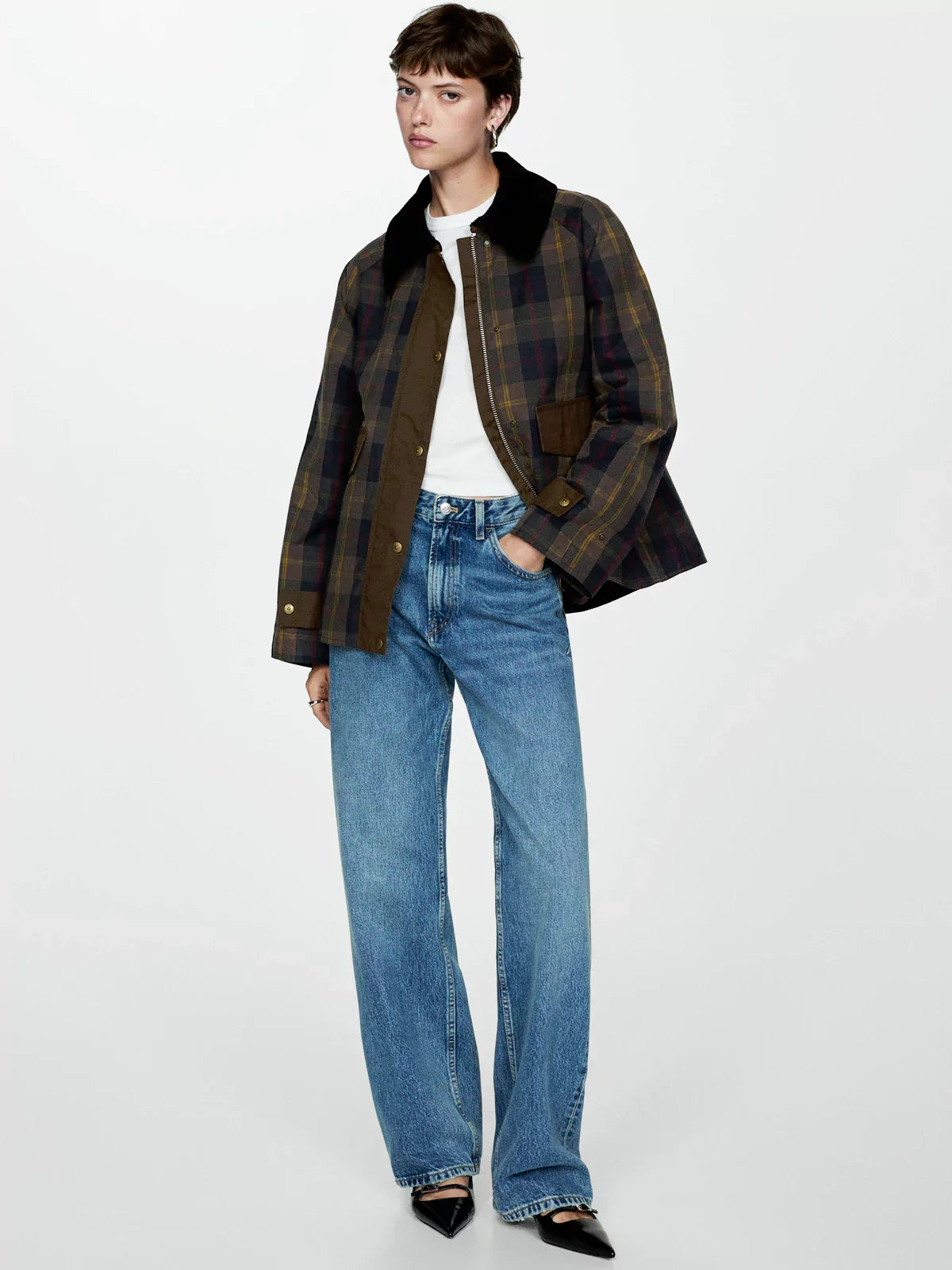 Jolijn - Women's Checked Straight Jacket