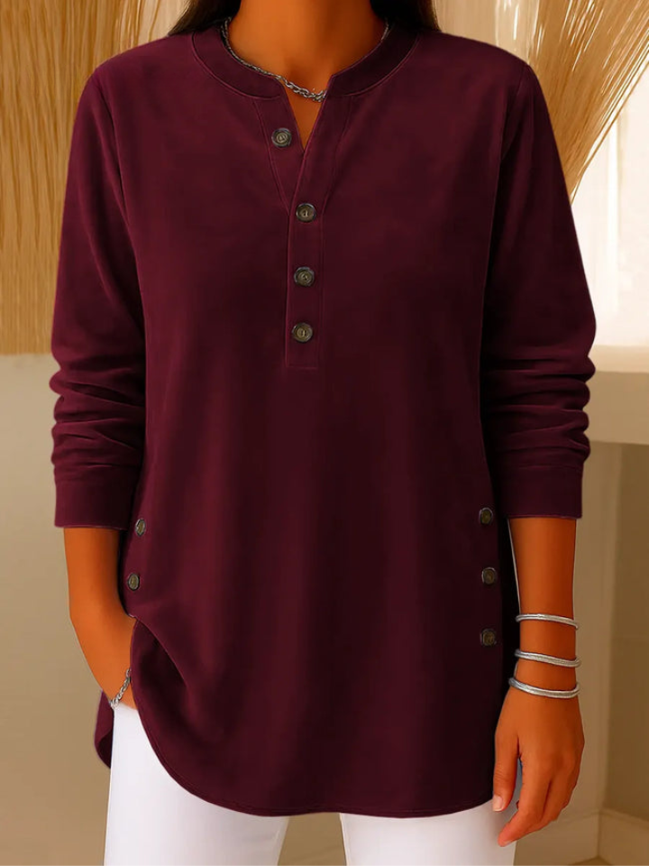 Cyenlisse - Soft Velvet Button-Down Top