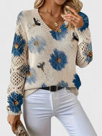 Marisavina - Elegant Vintage Floral Sweater