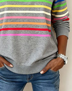 Isavelline - Casual Striped Zip-Up Sweatshirt