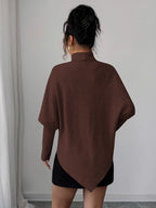 Ilyssa - Asymmetrical High Neck Sweater, Modern Elegance