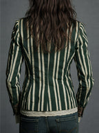 Avenorix - Chic Vintage Floral Print Bohemian Striped Women's Blazer