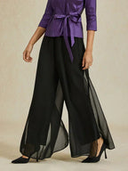 Marilivra - Straight Leg Trousers with Slit in Chiffon