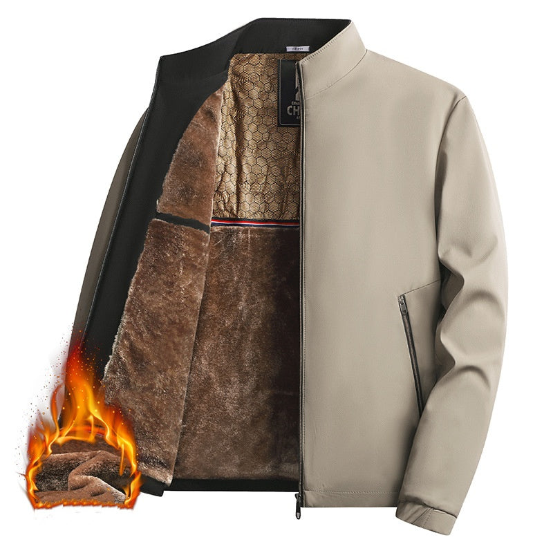 Jacob - Men's warm zipped jacket with protective stand-up collar