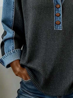 Marisolenne - Casual Sweatshirt with Contrasting Stitching