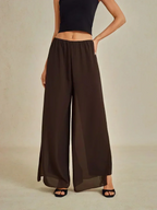 Marilivra - Straight Leg Trousers with Slit in Chiffon