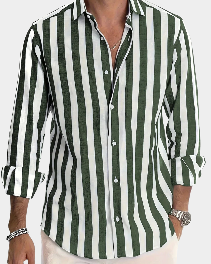 Glenn | Long Sleeve Shirt with Wide Vertical Stripes