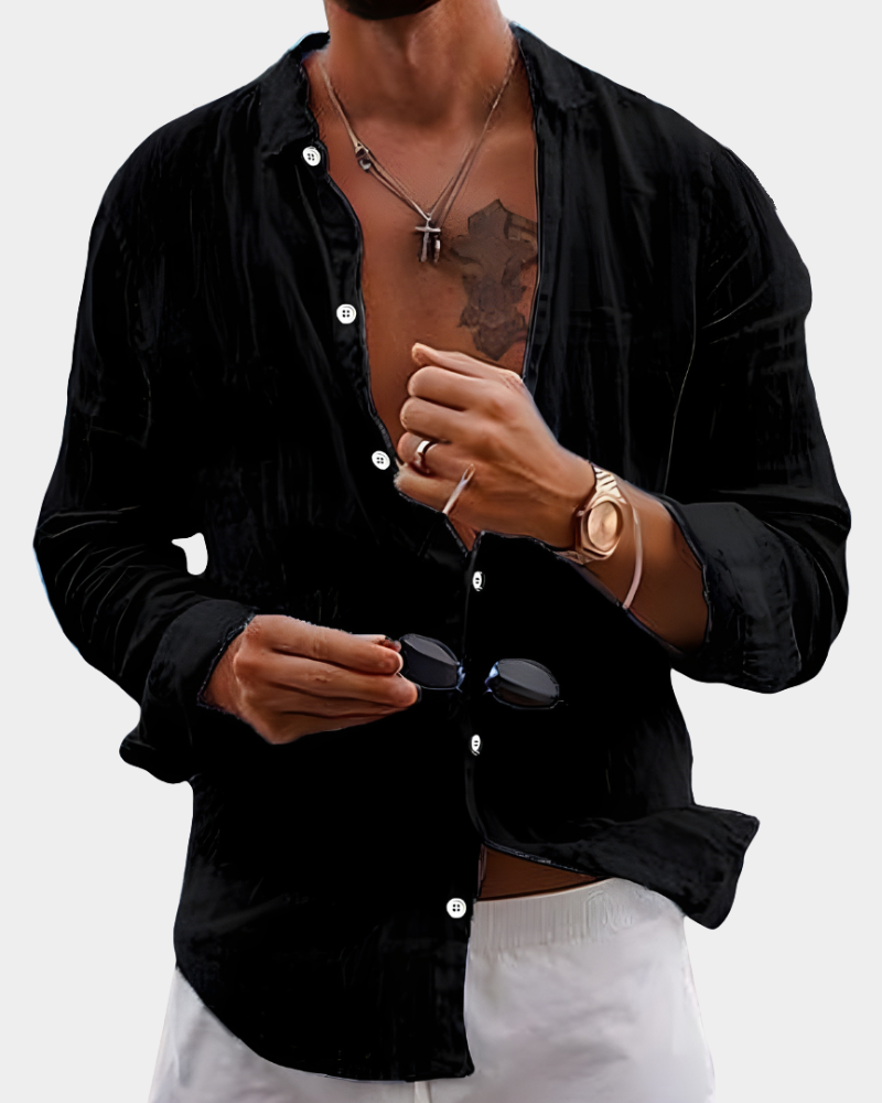 Emrys | Crinkle Long Sleeve Shirt with Point Collar