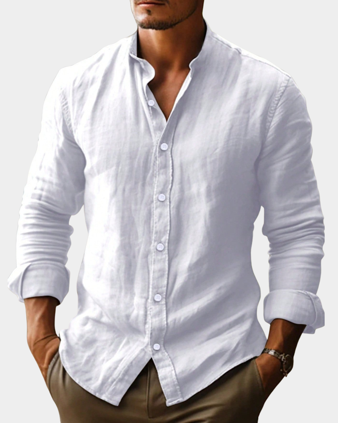 Devin | Long Sleeve Shirt with Band Collar