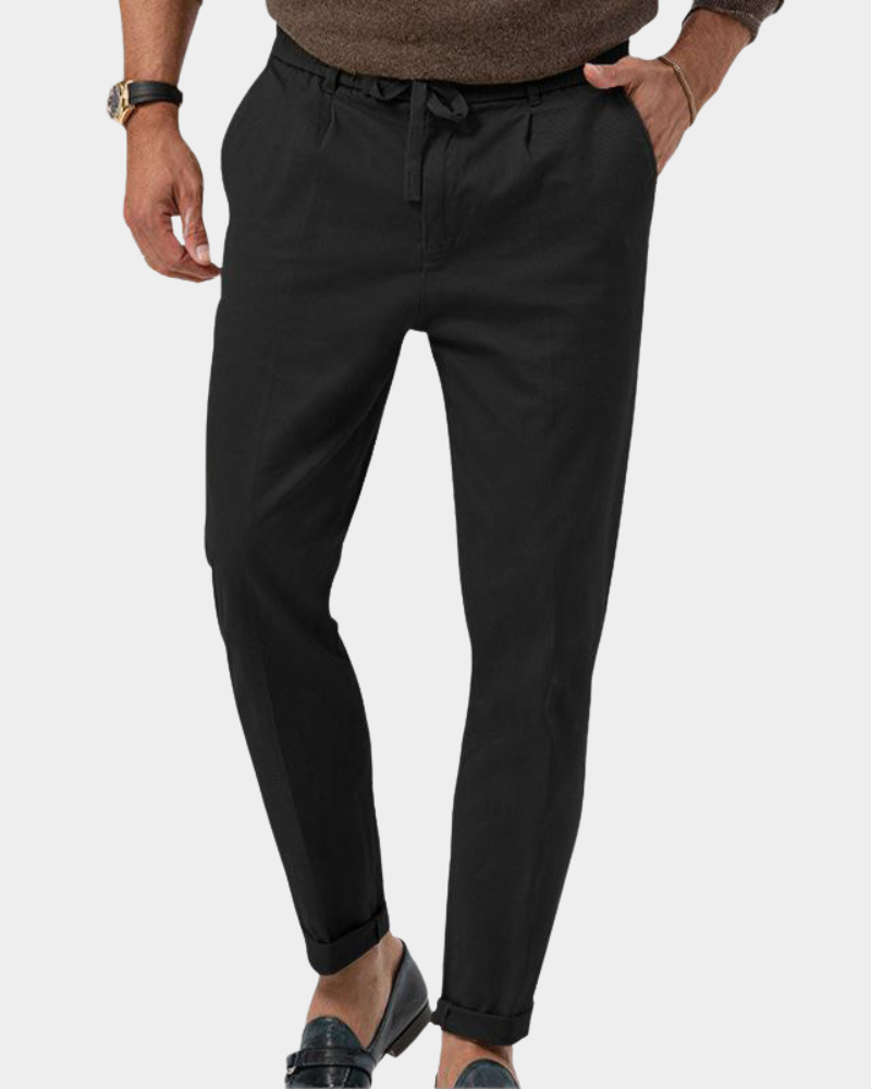 Cormac | Pleated Trousers with Turn Up Cuffs