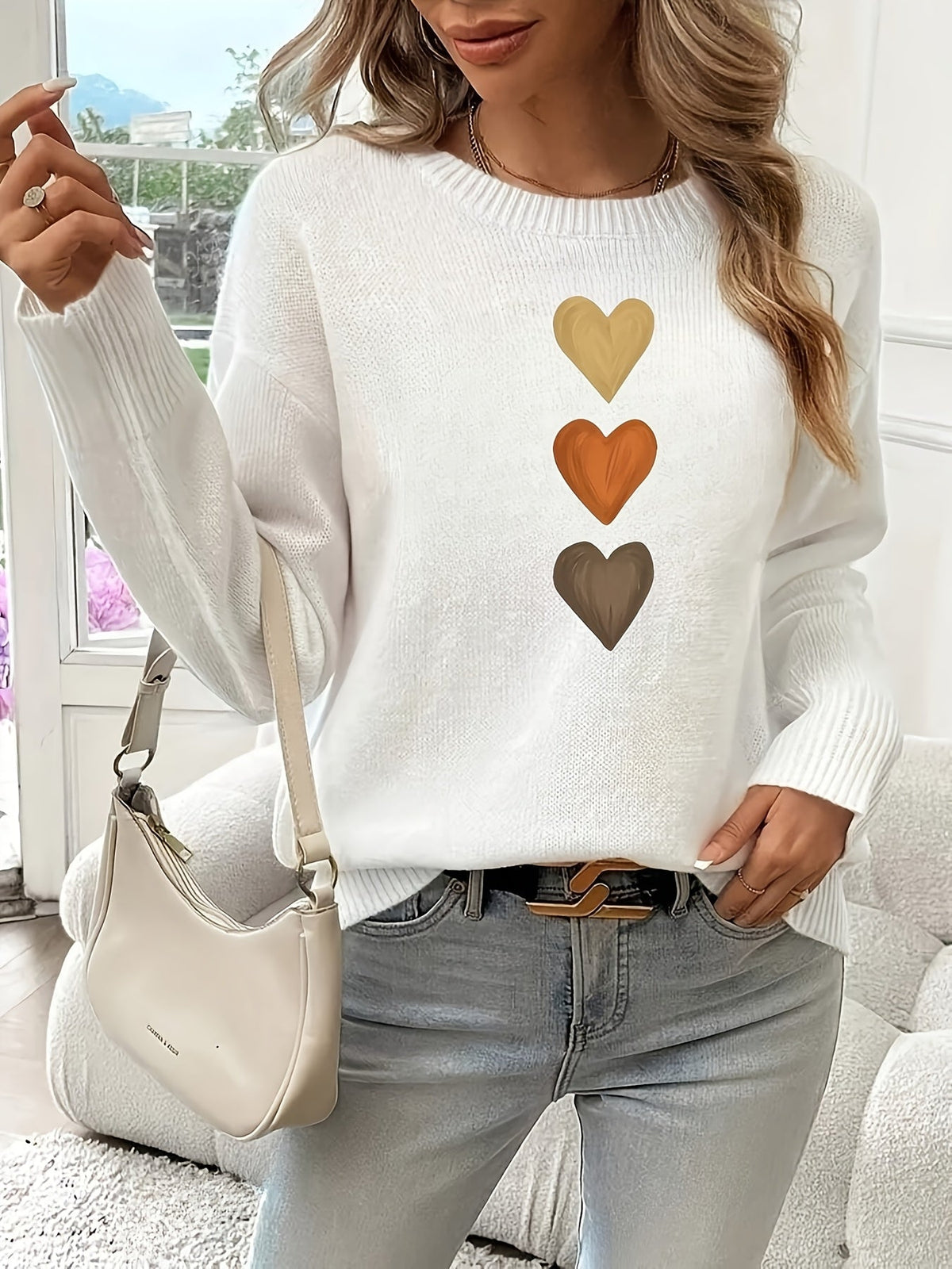 Madelyn - Elegant Geometric Heart Sweater