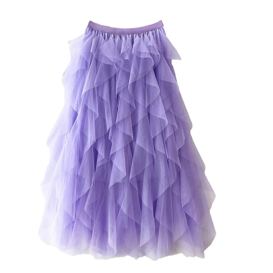Orlisse - Women's High Waist Flared Skirt with Elastic