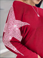 Doralissea - Elegant Long-Sleeved Sweater with Star Print