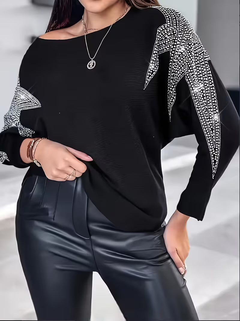 Doralissea - Elegant Long-Sleeved Sweater with Star Print