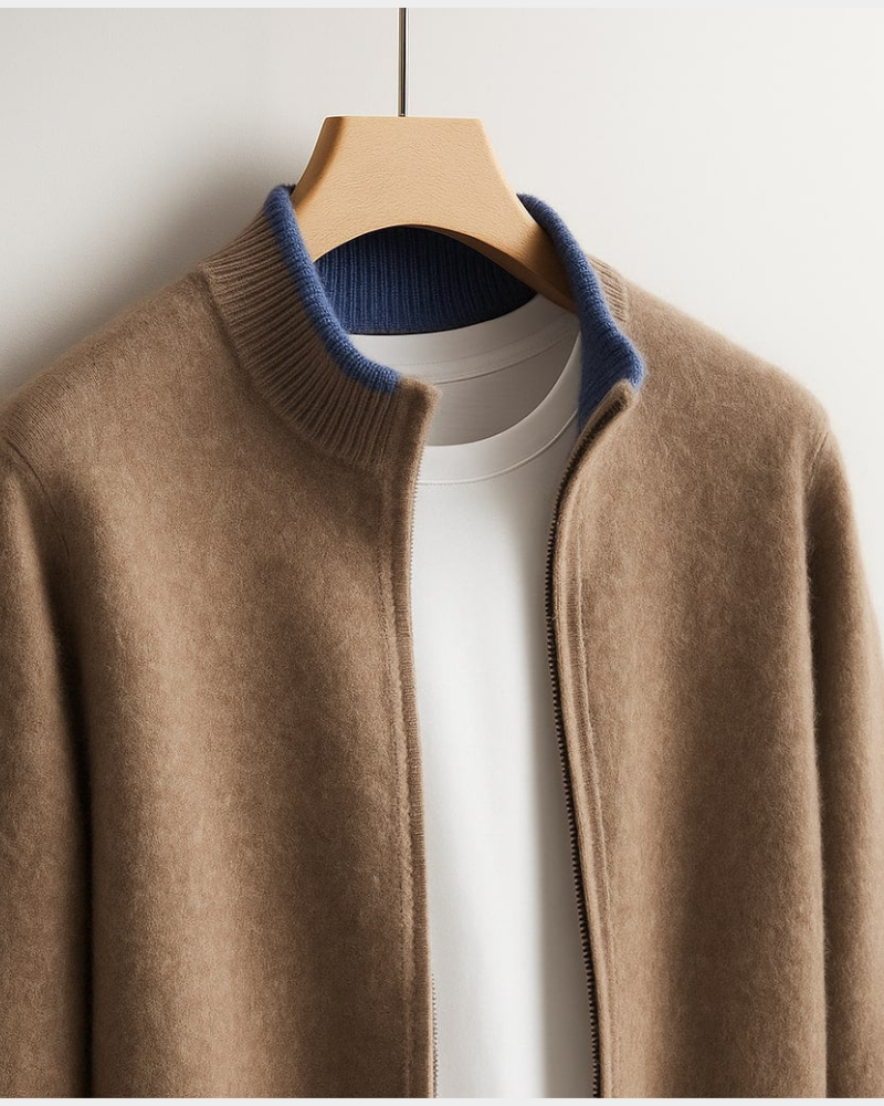 Ronnie | Zip Cardigan with Contrast Cuffs