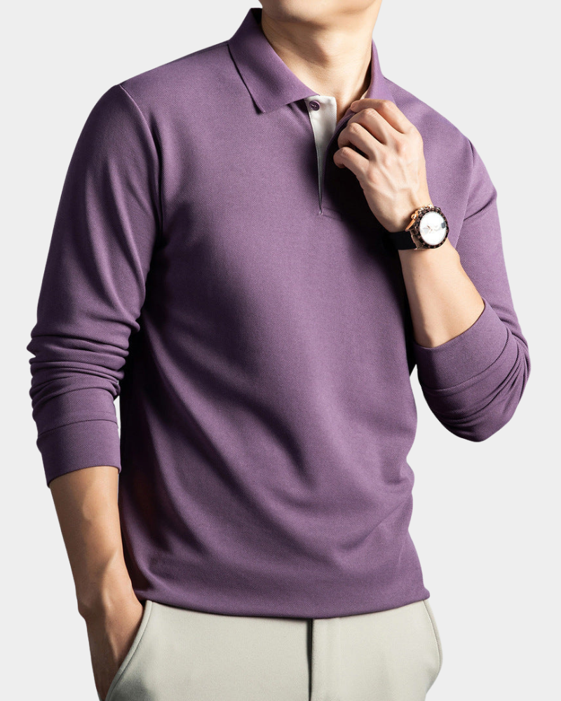 Merrick | Fine Knit Polo Shirt with Contrast Undercollar