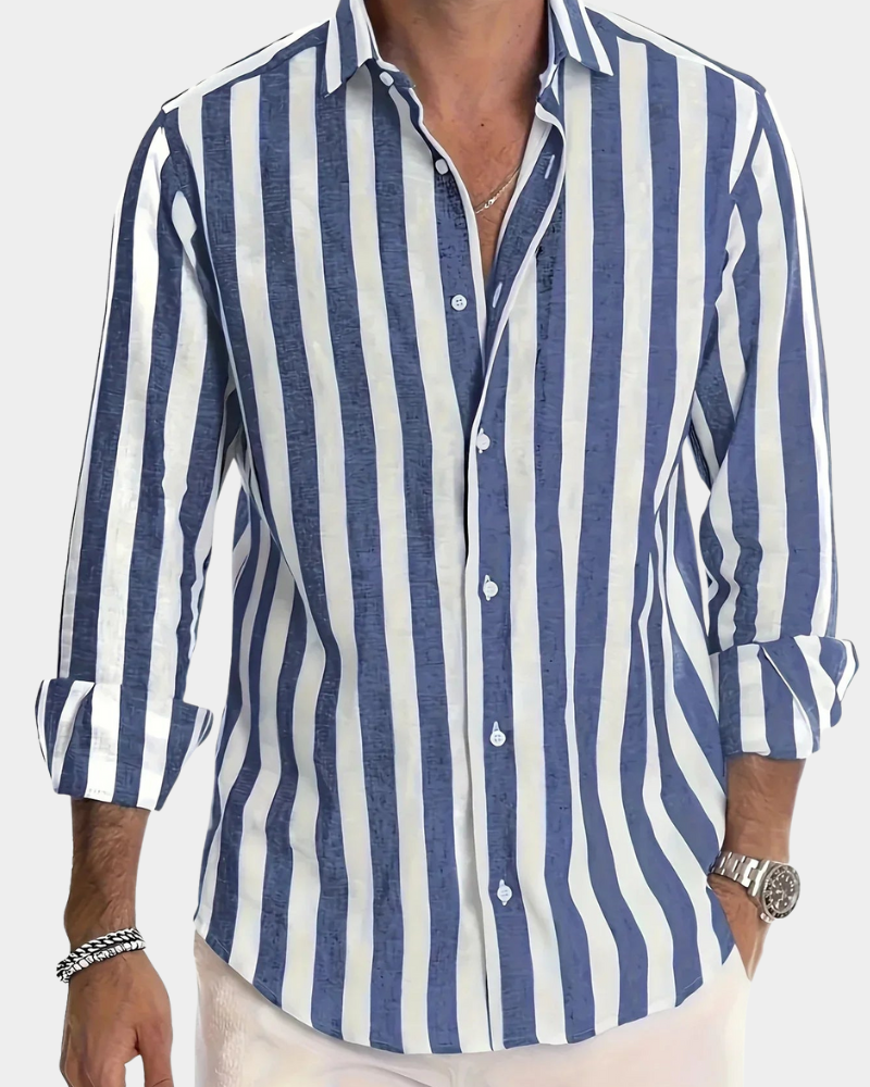 Glenn | Long Sleeve Shirt with Wide Vertical Stripes