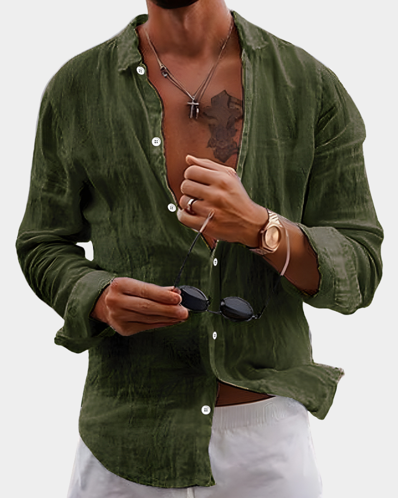 Emrys | Crinkle Long Sleeve Shirt with Point Collar