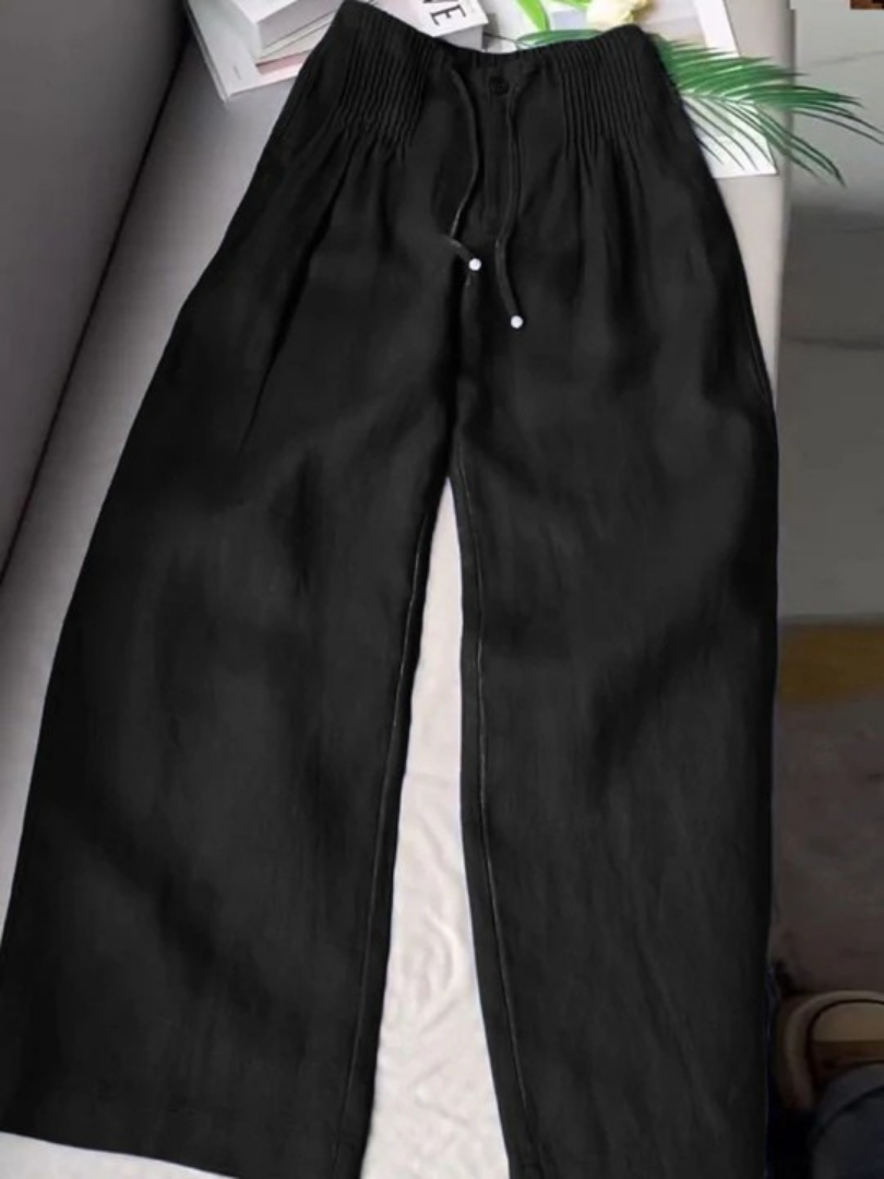 Noryssa - Wide Leg Trousers in Cotton and Linen Blend
