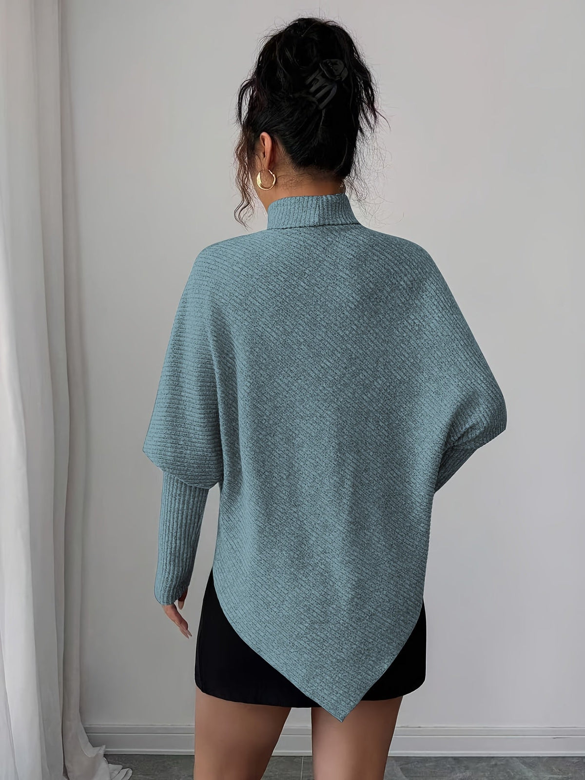 Ilyssa - Asymmetrical High Neck Sweater, Modern Elegance
