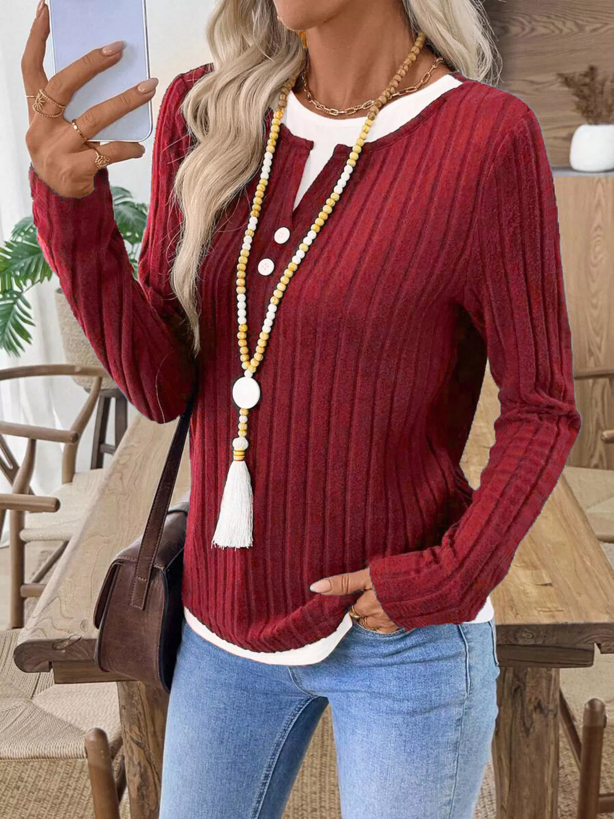 Kalivianne - Long Sleeve Ribbed Winter T-Shirt