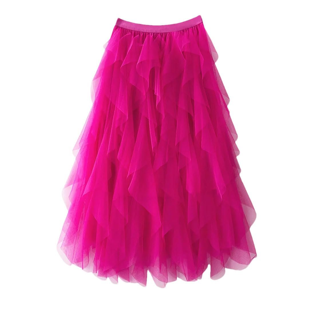 Orlisse - Women's High Waist Flared Skirt with Elastic