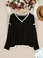 Gwenetta - Casual V-Neck Long Sleeve Sweater