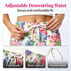 Marovelle - Women's floral trousers with adjustable waist and pockets
