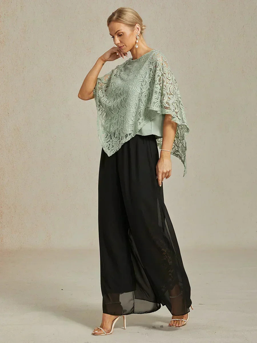 Marilivra - Straight Leg Trousers with Slit in Chiffon