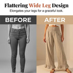 Dorexa - Women's High-Waisted Smocked Wide Leg Boho Cotton Linen Trousers