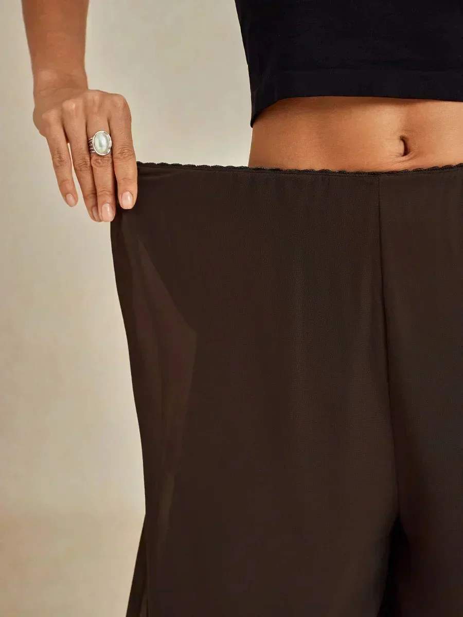 Marilivra - Straight Leg Trousers with Slit in Chiffon