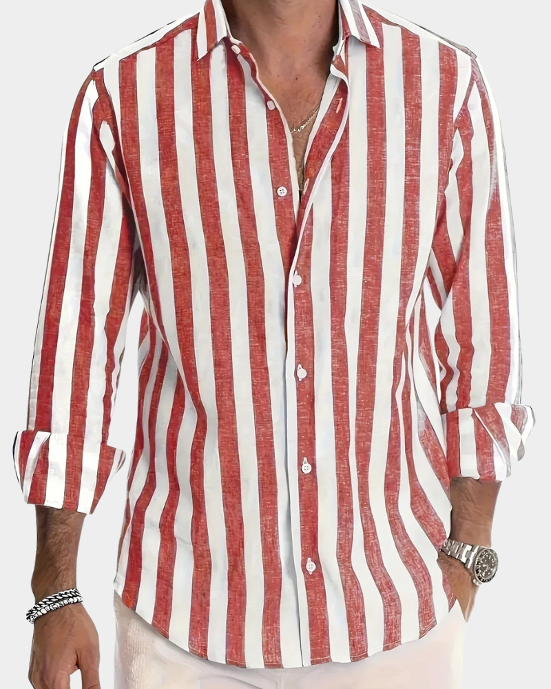 Glenn | Long Sleeve Shirt with Wide Vertical Stripes