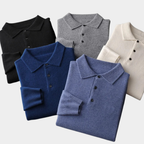 Perrin | Knitted Polo Shirt with Ribbed Collar and Cuffs