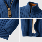 Emmett | Mock Neck Cardigan with Ribbed Zip Front