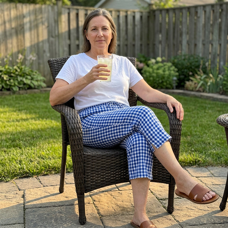 Novirae - Women's Relaxed Fit Gingham Capri Pants