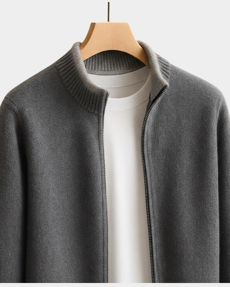 Ronnie | Zip Cardigan with Contrast Cuffs