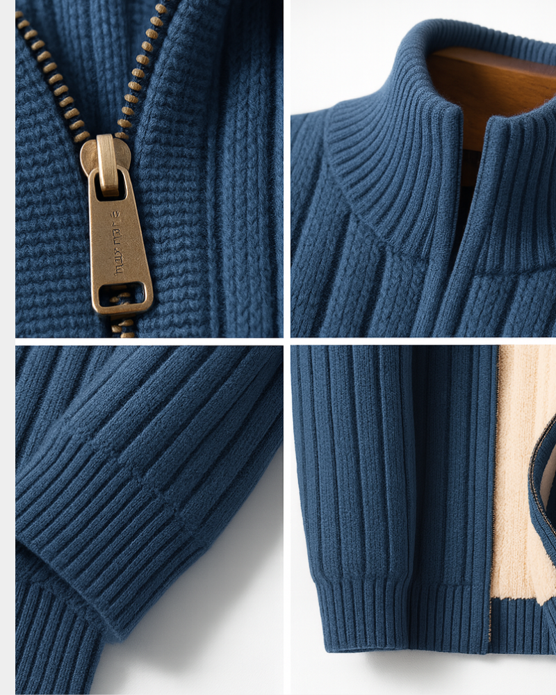 Rhys | Wide Rib Cardigan with Zip Pockets