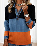 Fayriennea - Chic Contrasting Top with Lapel Collar