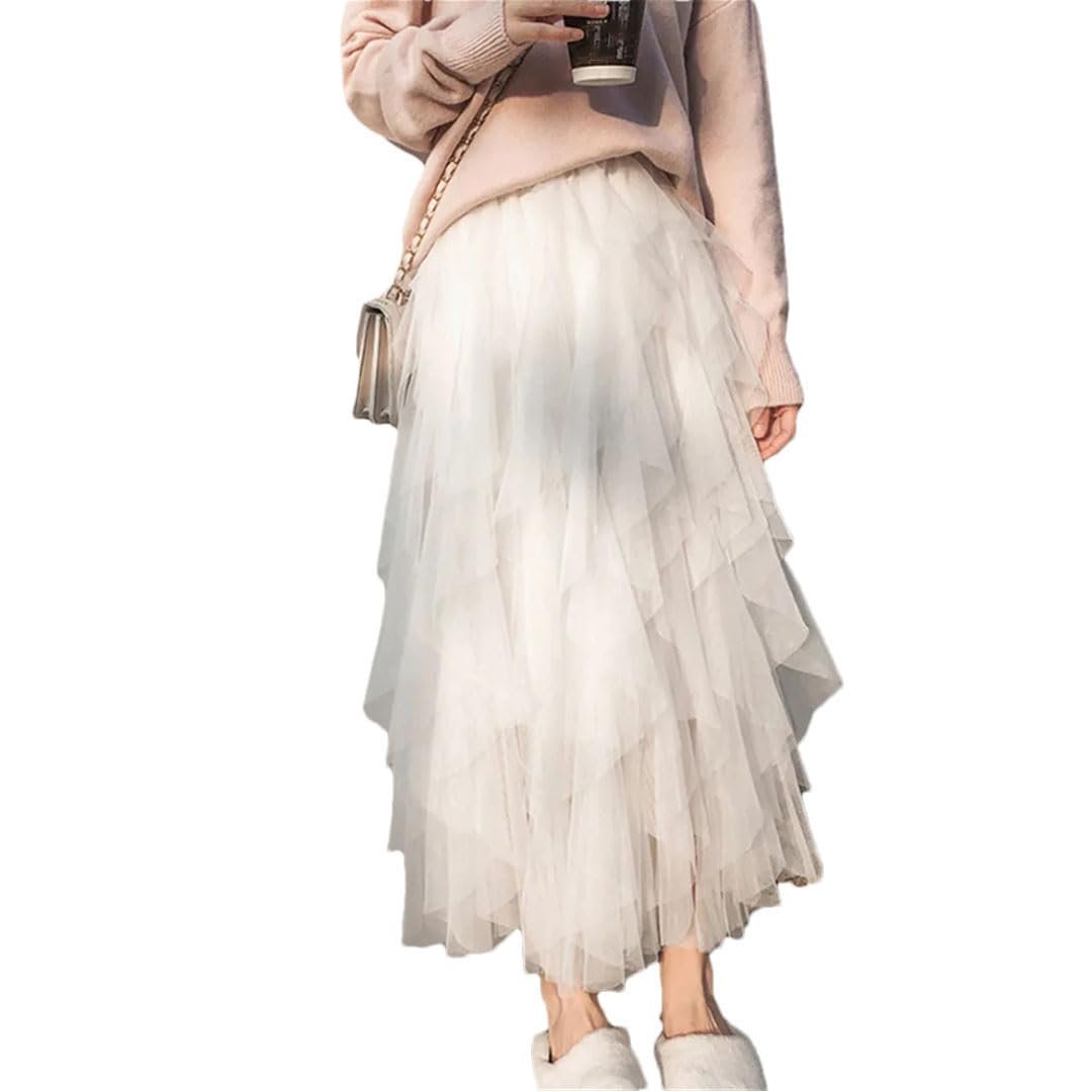 Orlisse - Women's High Waist Flared Skirt with Elastic