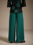 Marilivra - Straight Leg Trousers with Slit in Chiffon