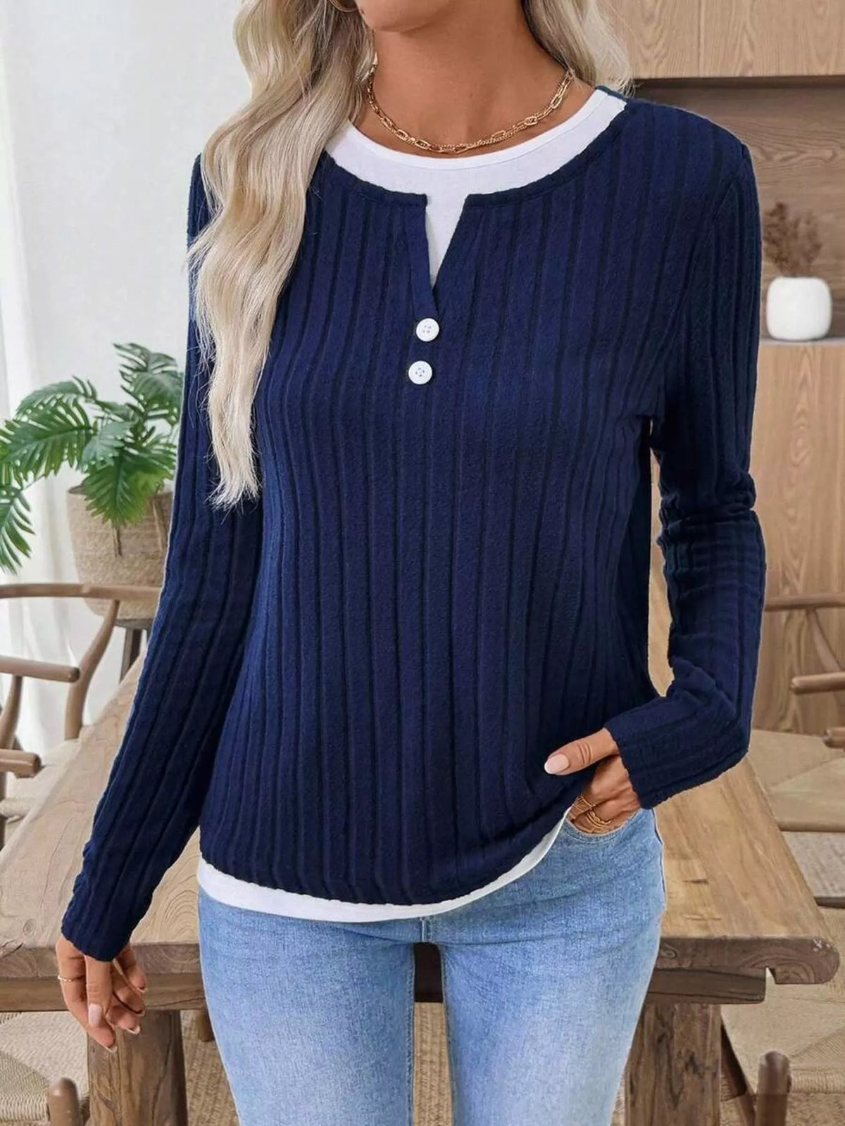 Kalivianne - Long Sleeve Ribbed Winter T-Shirt