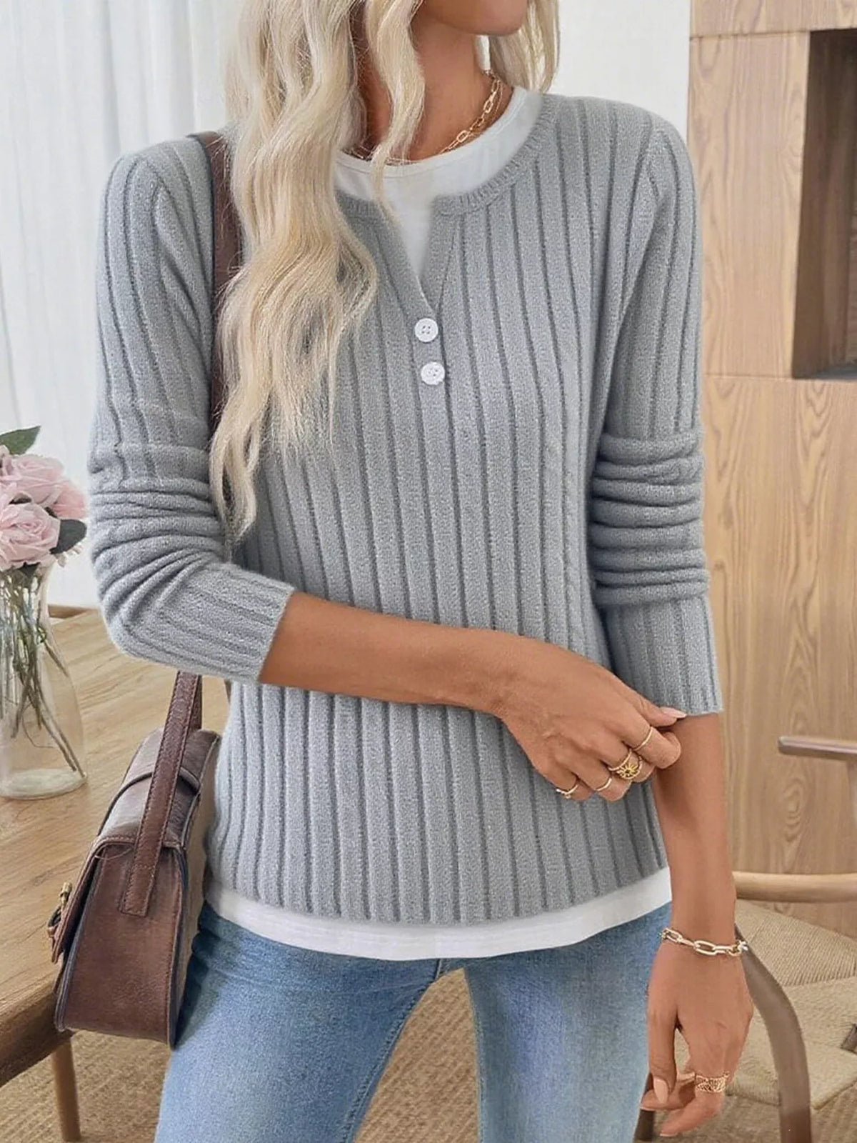 Kalivianne - Long Sleeve Ribbed Winter T-Shirt