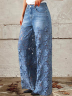 Lisandra - Mid-rise patchwork lace jeans