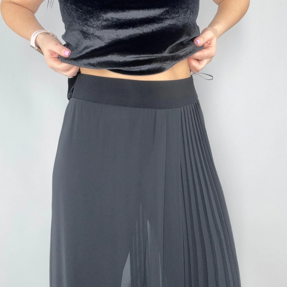 Helissavine - Panty-Style Trousers with Transparent Layers and Pleats