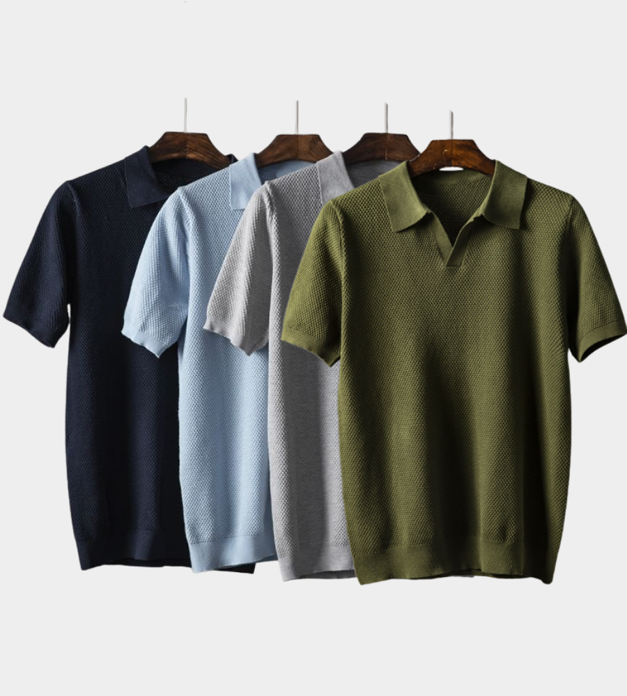 Elijah | Knitted Polo Shirt with Open Collar