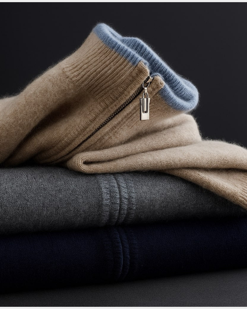 Ronnie | Zip Cardigan with Contrast Cuffs