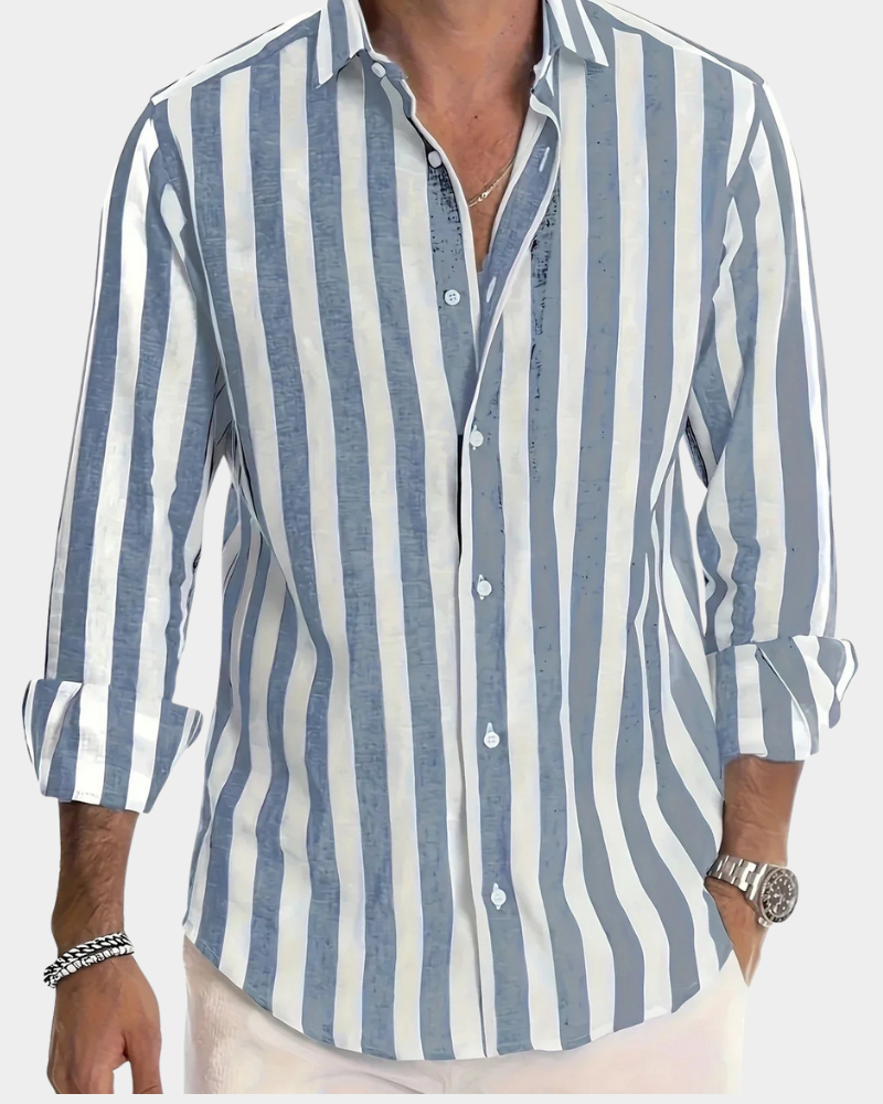 Glenn | Long Sleeve Shirt with Wide Vertical Stripes