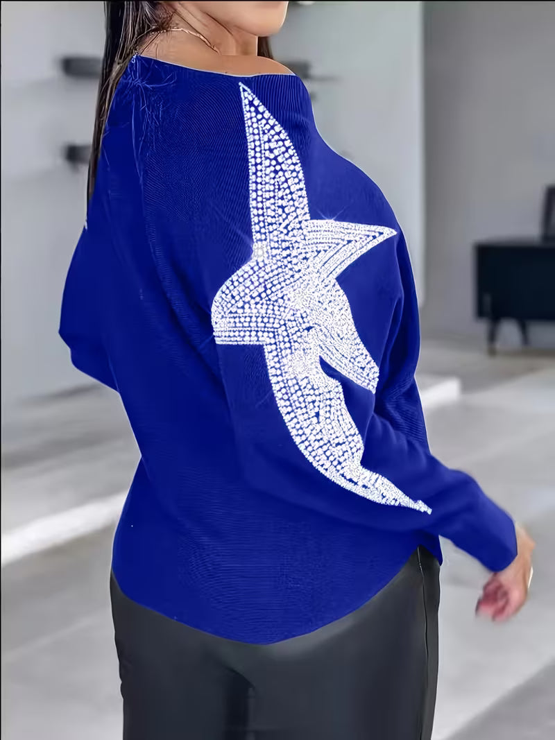 Doralissea - Elegant Long-Sleeved Sweater with Star Print